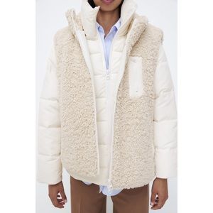 NEW Zara 2-in-1 Faux Shearling Teddy Vest & Jacket